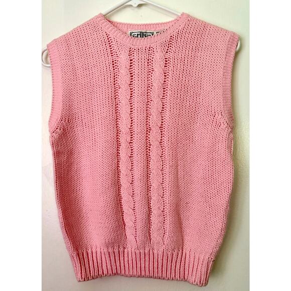Vintage 90s Erika Pastel Pink Acrylic Sweater Vest Small Med Coquette Small Med - Picture 1 of 4